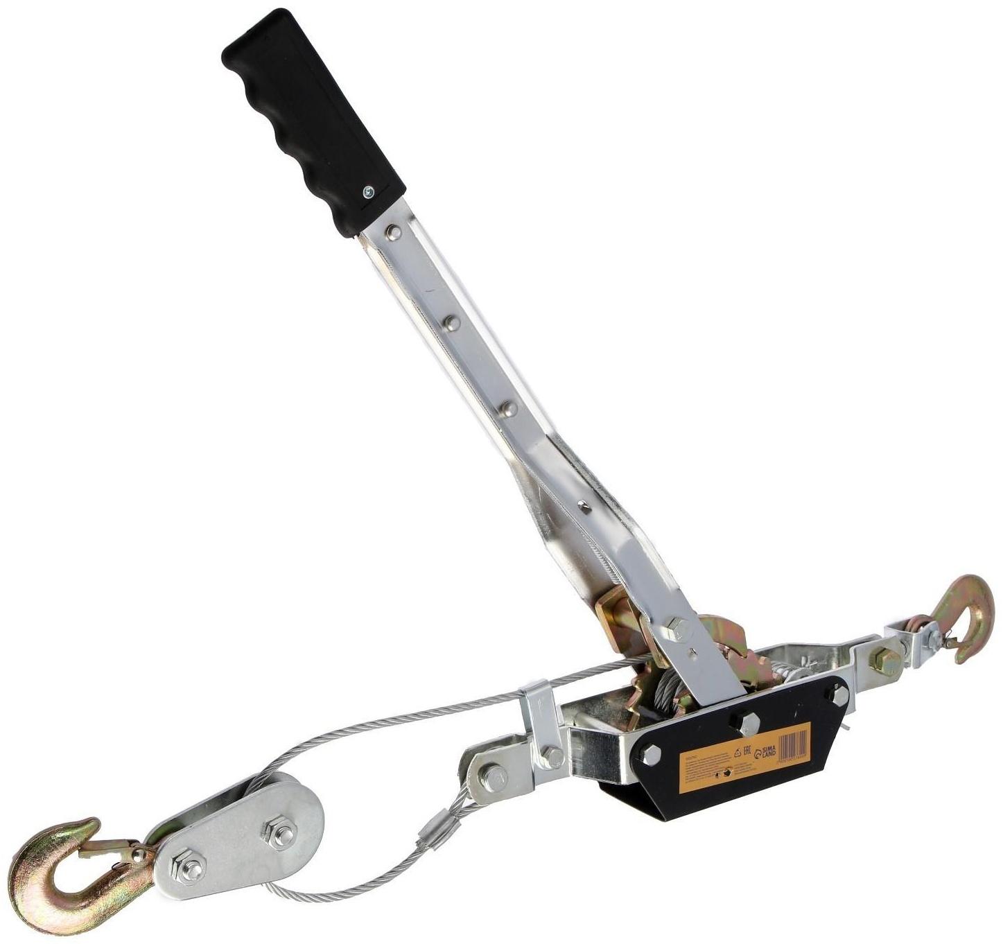 Лебедка рычажная ТУНДРА, двойное храповое колесо, тяга 4 т (подъем 1.6 т), трос 2 метра