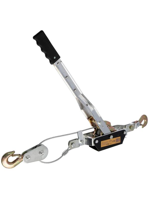 Лебедка рычажная ТУНДРА, двойное храповое колесо, тяга 4 т (подъем 1.6 т), трос 2 метра