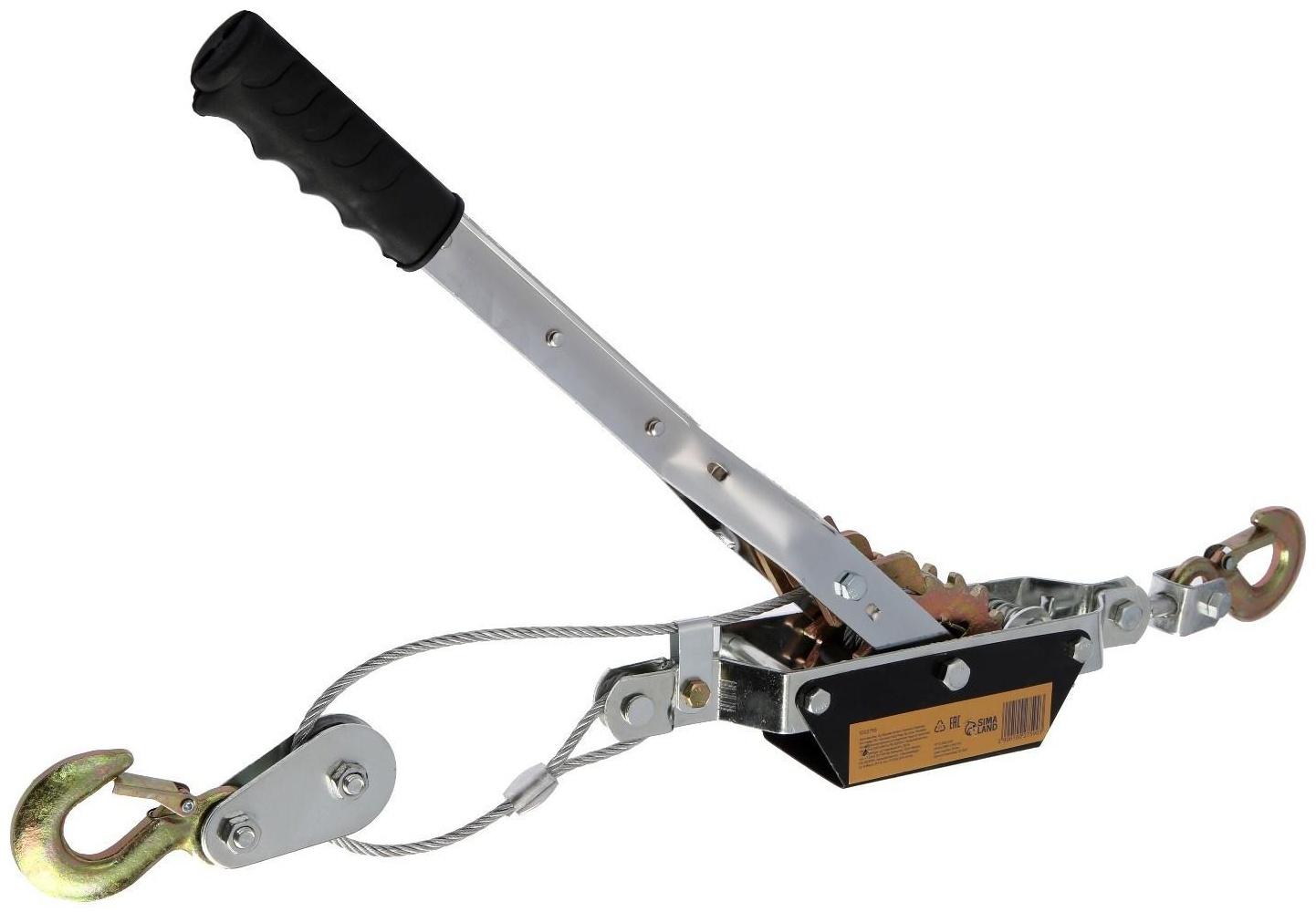 Лебедка рычажная ТУНДРА, двойное храповое колесо, тяга 2 т (подъем 0.8 т), трос 2 метра