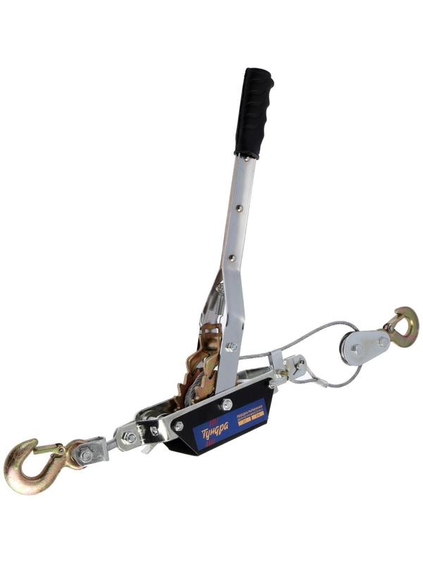 Лебедка рычажная ТУНДРА, двойное храповое колесо, тяга 2 т (подъем 0.8 т), трос 2 метра