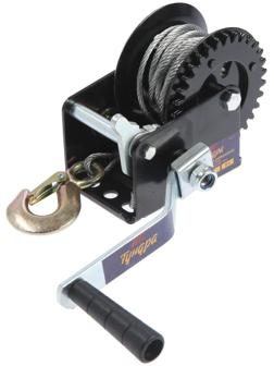 Лебедка ручная барабанная тяговая ТУНДРА, 800 кг, металлический трос 8 метров