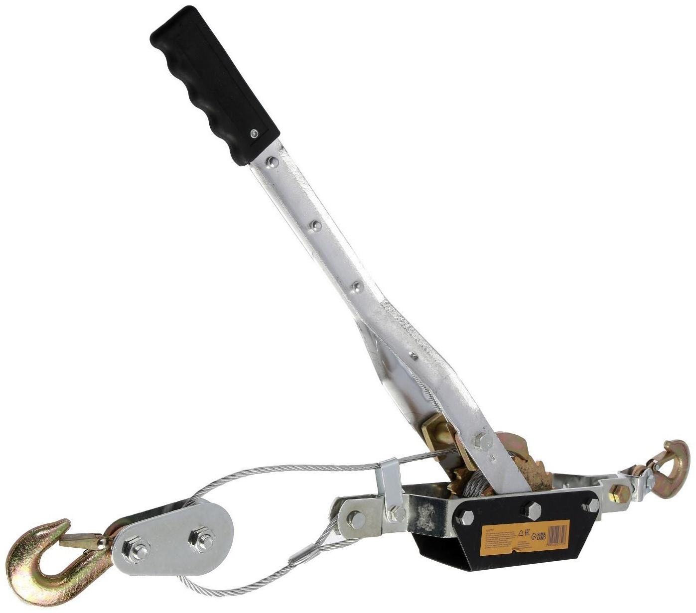 Лебедка рычажная ТУНДРА, двойное храповое колесо, тяга 4 т (подъем 1.6 т), трос 3 метра