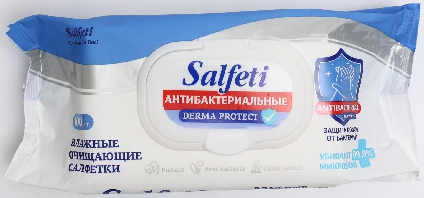Влажные салфетки Salfeti, антибактериальные, 100 шт.