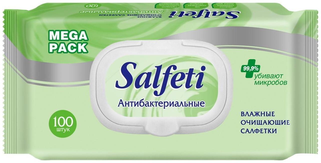 Влажные салфетки Salfeti, антибактериальные, 100 шт.