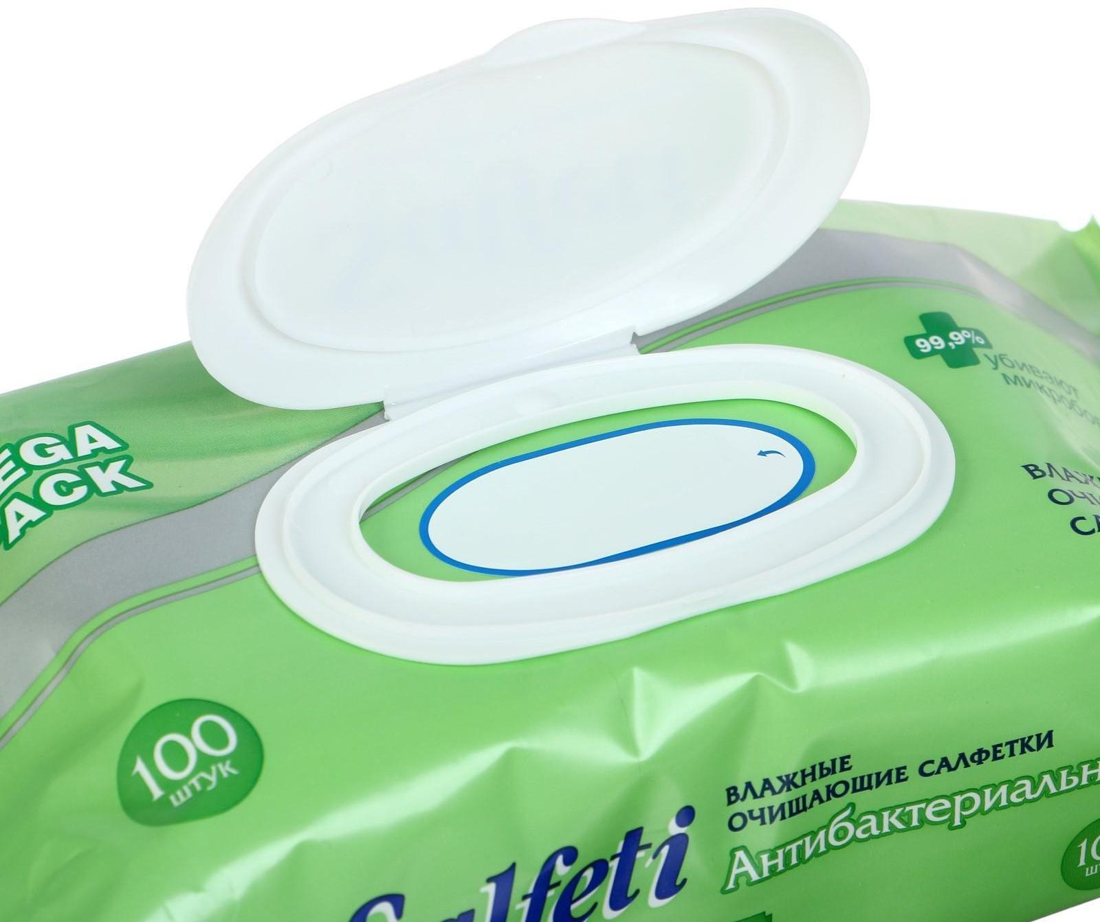 Влажные салфетки Salfeti, антибактериальные, 100 шт.