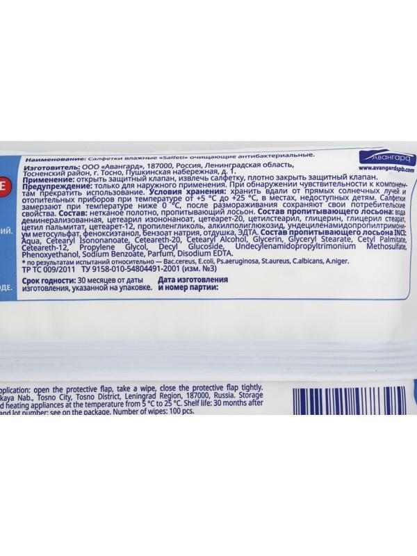 Влажные салфетки Salfeti, антибактериальные, 100 шт.