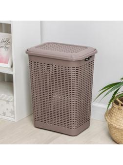 Корзина бельевая с крышкой, 50 л, 42×31×56 см, цвет МИКС