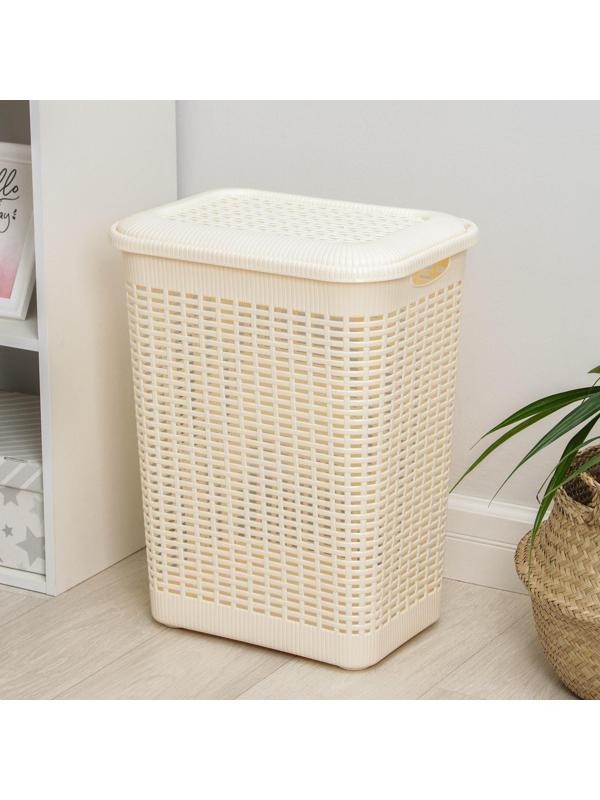 Корзина бельевая с крышкой, 50 л, 42×31×56 см, цвет МИКС