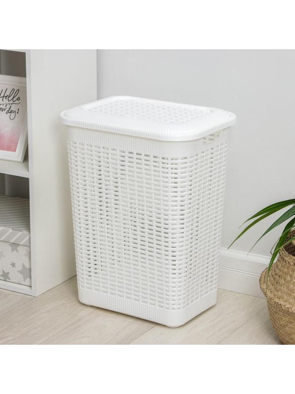 Корзина бельевая с крышкой, 50 л, 42×31×56 см, цвет МИКС