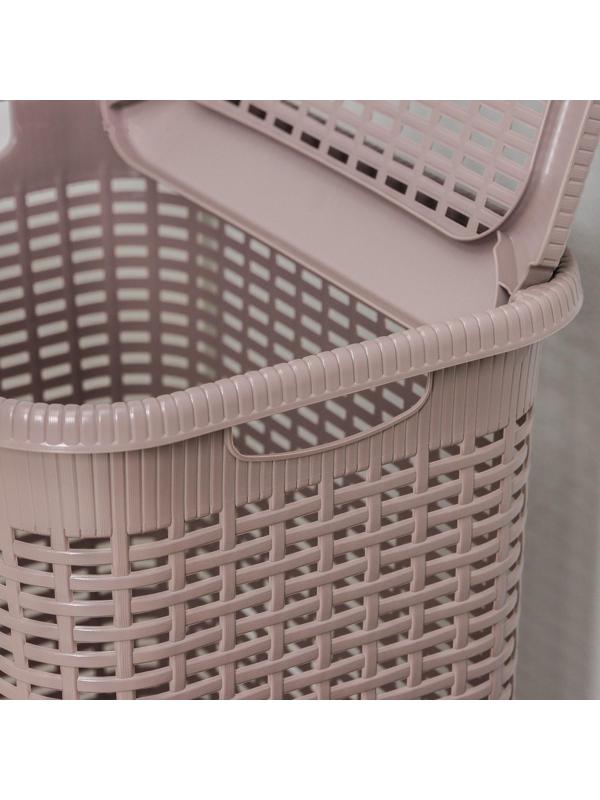 Корзина бельевая с крышкой, 50 л, 42×31×56 см, цвет МИКС