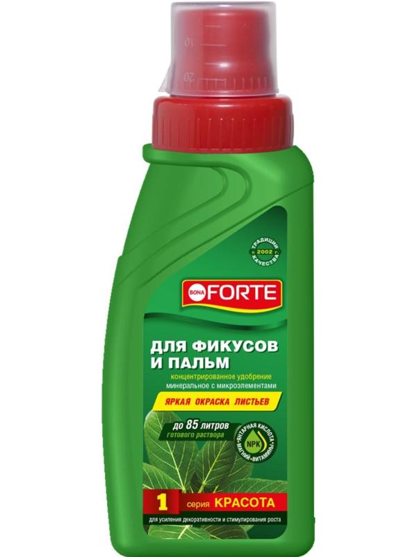 Удобрение для пальм и фикусов Bona Forte, флакон, 285 мл