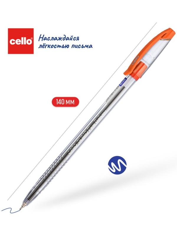 Ручка шариковая Cello Slimo Drum, узел 0.7 мм, стержень синий, пластиковый стакан, микс