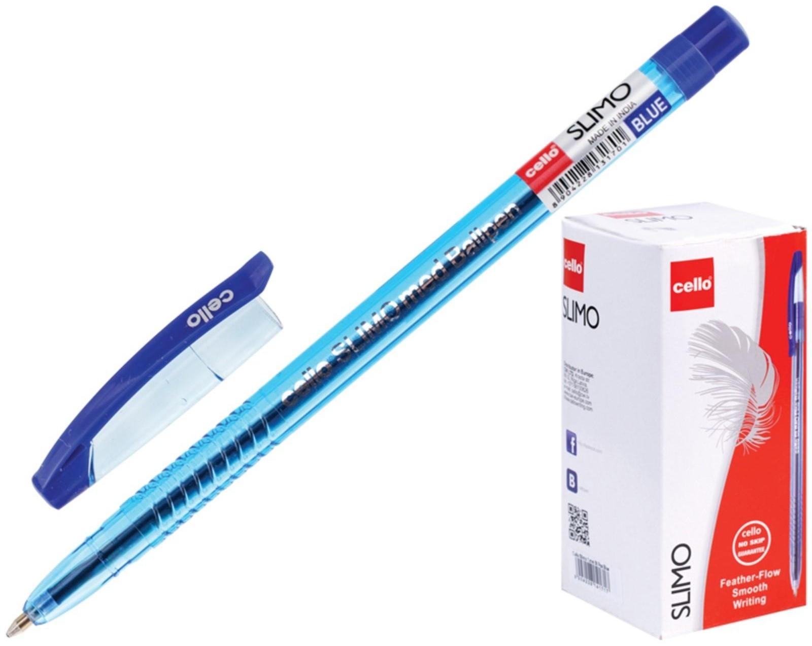 Ручка шариковая Cello Slimo, узел 1.0 мм, чернила синие, корпус синий