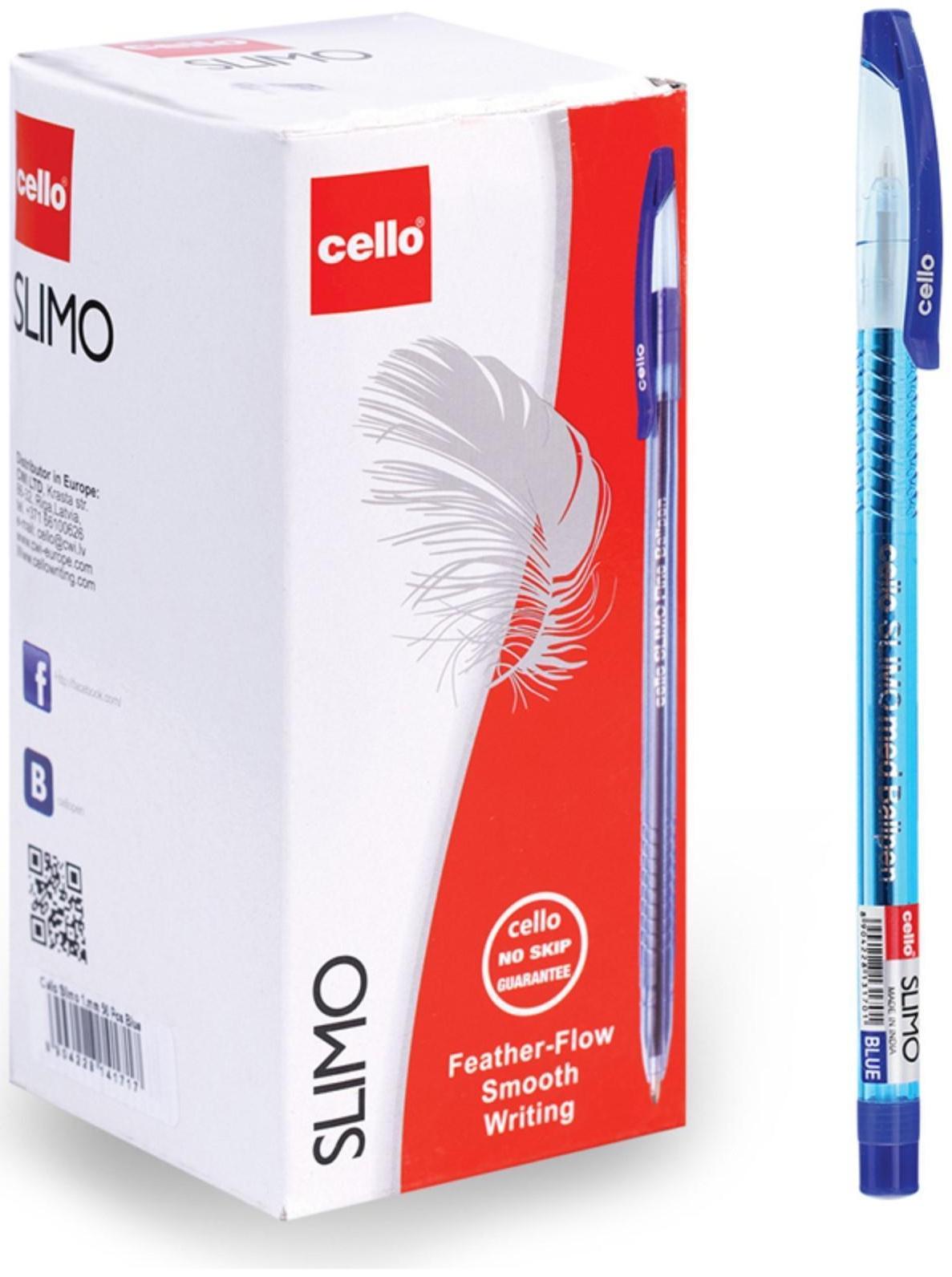 Ручка шариковая Cello Slimo, узел 1.0 мм, чернила синие, корпус синий