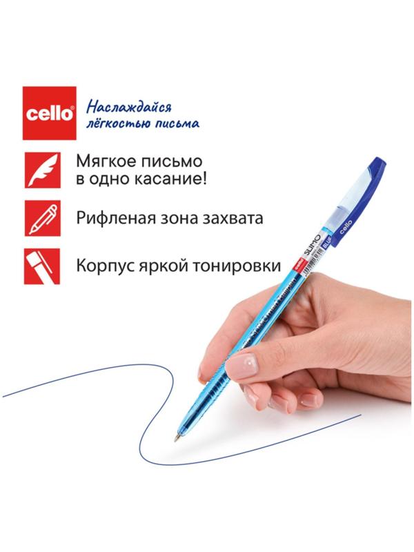 Ручка шариковая Cello Slimo, узел 1.0 мм, чернила синие, корпус синий