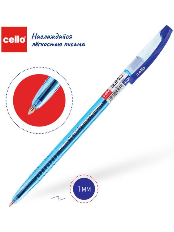 Ручка шариковая Cello Slimo, узел 1.0 мм, чернила синие, корпус синий