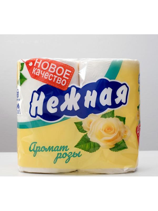 Туалетная бумага «Нежная» со втулкой, аромат розы, 2 слоя, 4 рулона