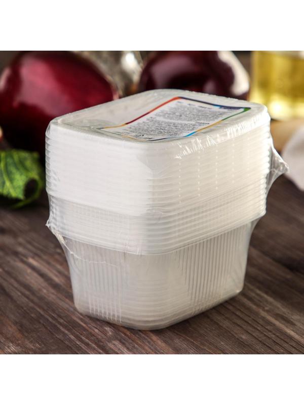 Набор одноразовых контейнеров с крышкой, 250 мл, 10,8×8,2×4,6 см, 10 шт, цвет прозрачный