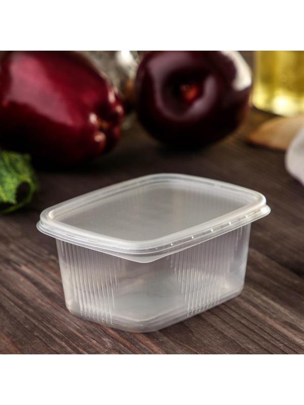 Набор одноразовых контейнеров с крышкой, 250 мл, 10,8×8,2×4,6 см, 10 шт, цвет прозрачный