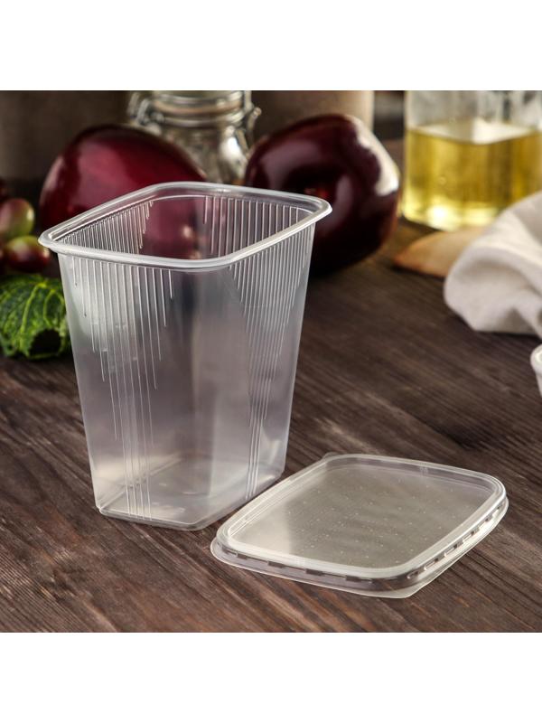 Набор одноразовых контейнеров с крышкой, 500 мл, 10,8×8,2×9,2 см, 10 шт, цвет прозрачный