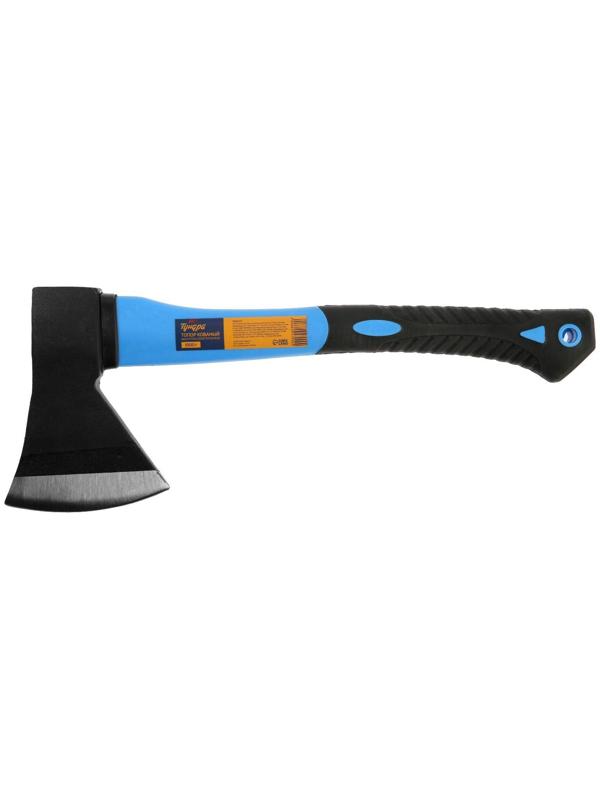 Топор кованый ТУНДРА, фиберглассовое обрезиненное топорище 43 см, 1000 г