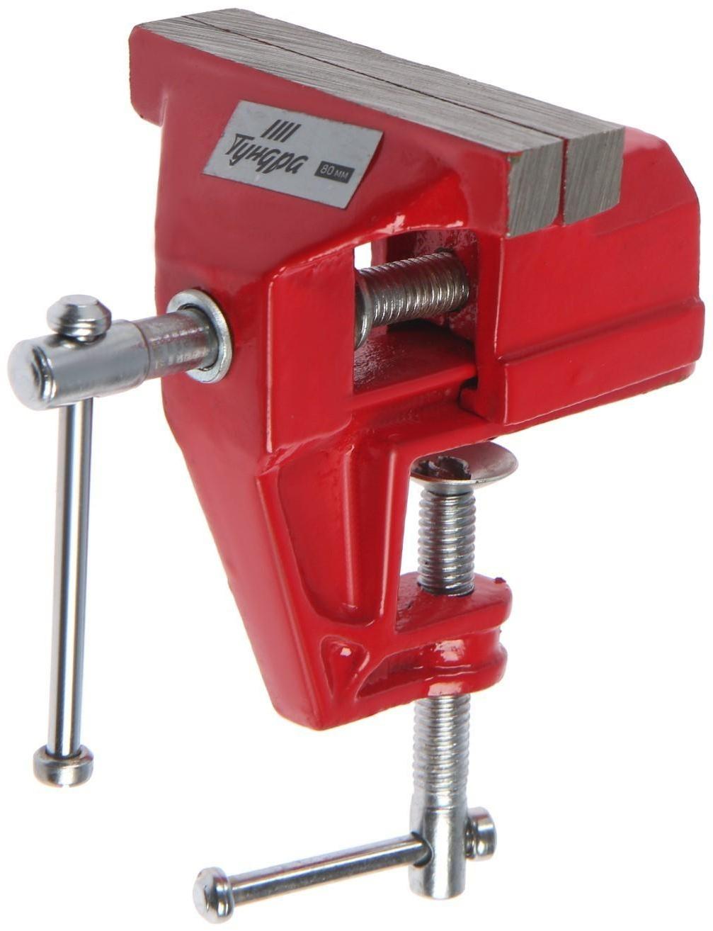 Тиски слесарные ТУНДРА, винтовой зажим, 80 мм