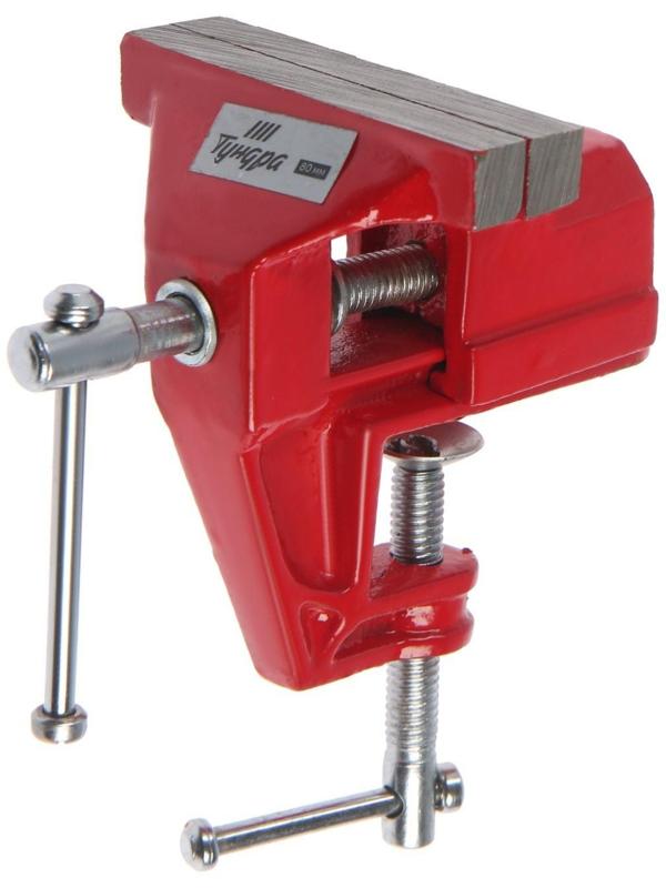 Тиски слесарные ТУНДРА, винтовой зажим, 80 мм
