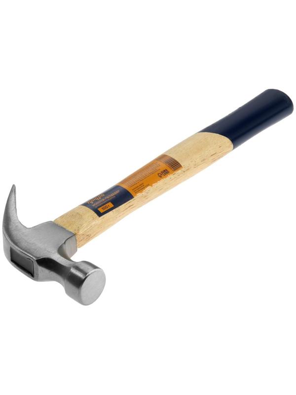 Молоток-гвоздодер ТУНДРА, деревянная рукоятка, 500 г
