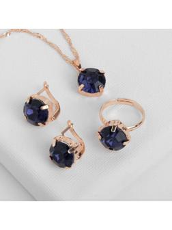 Гарнитур 3 предмета: серьги, кулон, кольцо безразмерное 