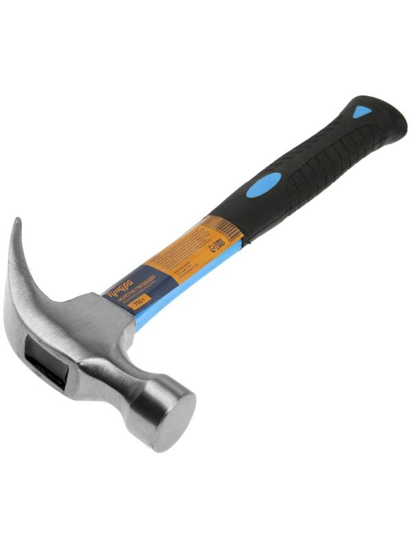 Молоток-гвоздодер ТУНДРА, фиберглассовая 2К рукоятка, 750 г