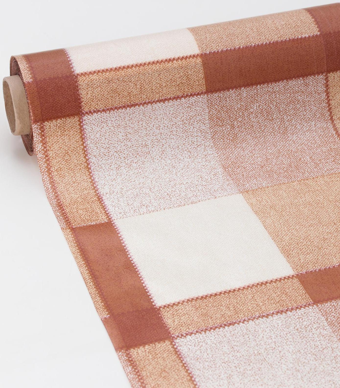 Клеенка столовая на нетканой основе 1,35×25 м «Клетка бежевая»