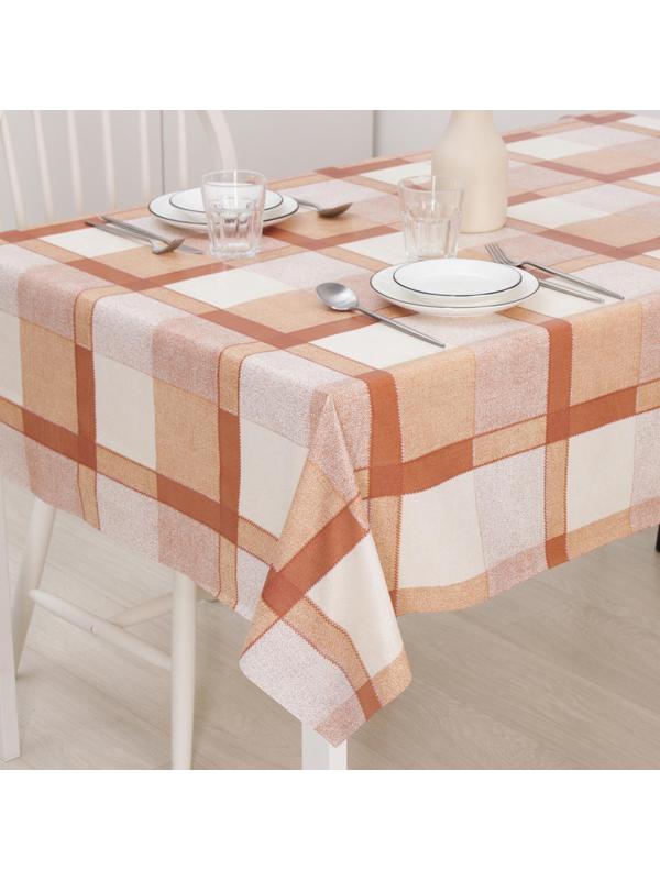 Клеенка столовая на нетканой основе 1,35×25 м «Клетка бежевая»