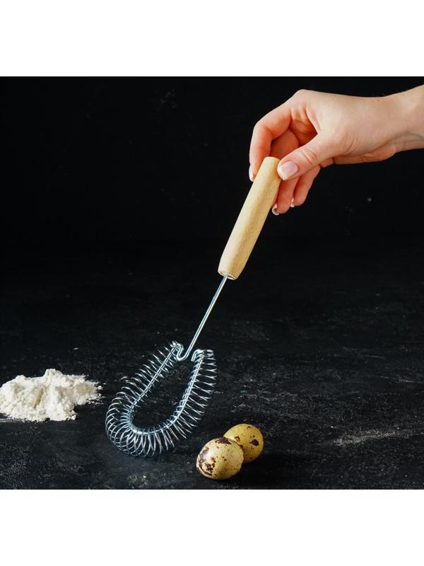 Венчик кондитерский для взбивания с деревянной ручкой, 