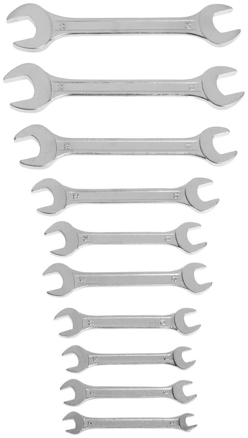 Набор ключей рожковых в холдере ТУНДРА, хромированные, 6 - 22 мм, 10 шт.