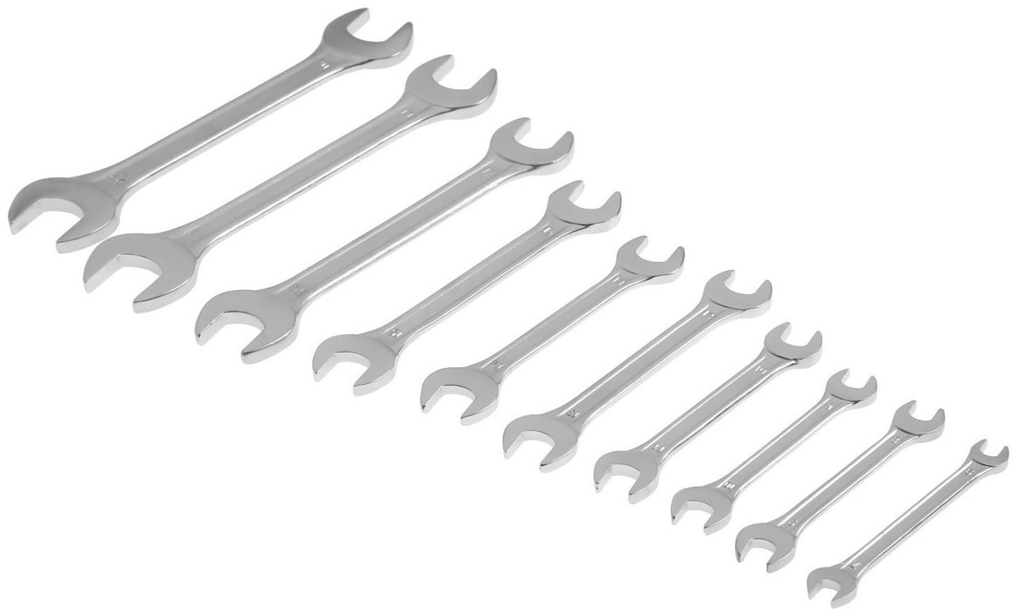 Набор ключей рожковых в холдере ТУНДРА, хромированные, 6 - 22 мм, 10 шт.