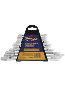 Набор ключей рожковых в холдере ТУНДРА, хромированные, 6 - 22 мм, 10 шт.