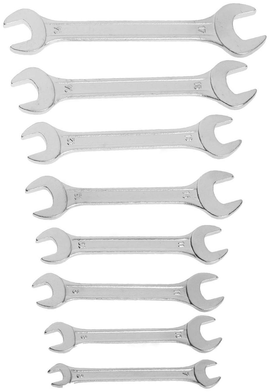 Набор ключей рожковых в холдере ТУНДРА, хромированные, 6 - 17 мм, 8 шт.