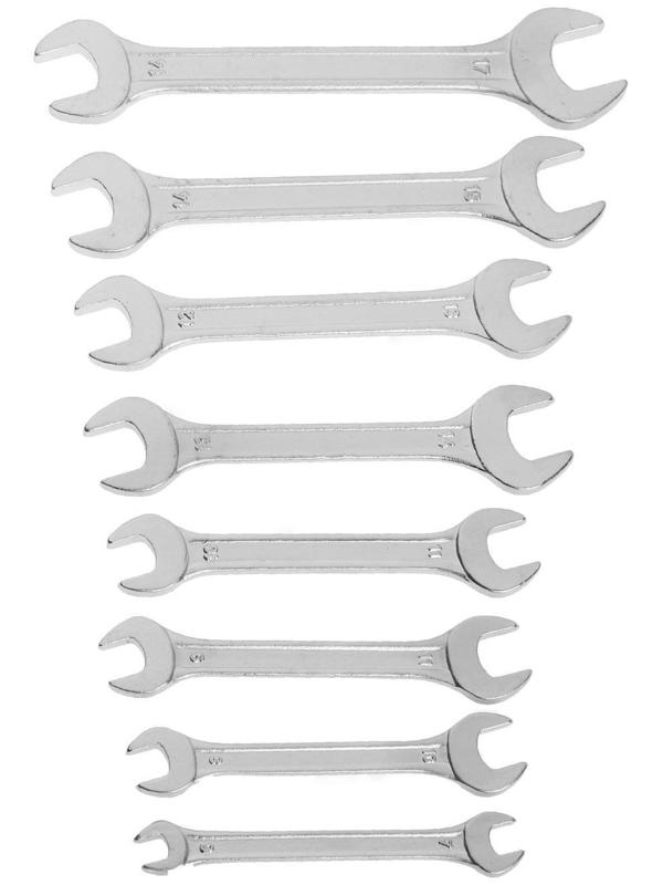 Набор ключей рожковых в холдере ТУНДРА, хромированные, 6 - 17 мм, 8 шт.