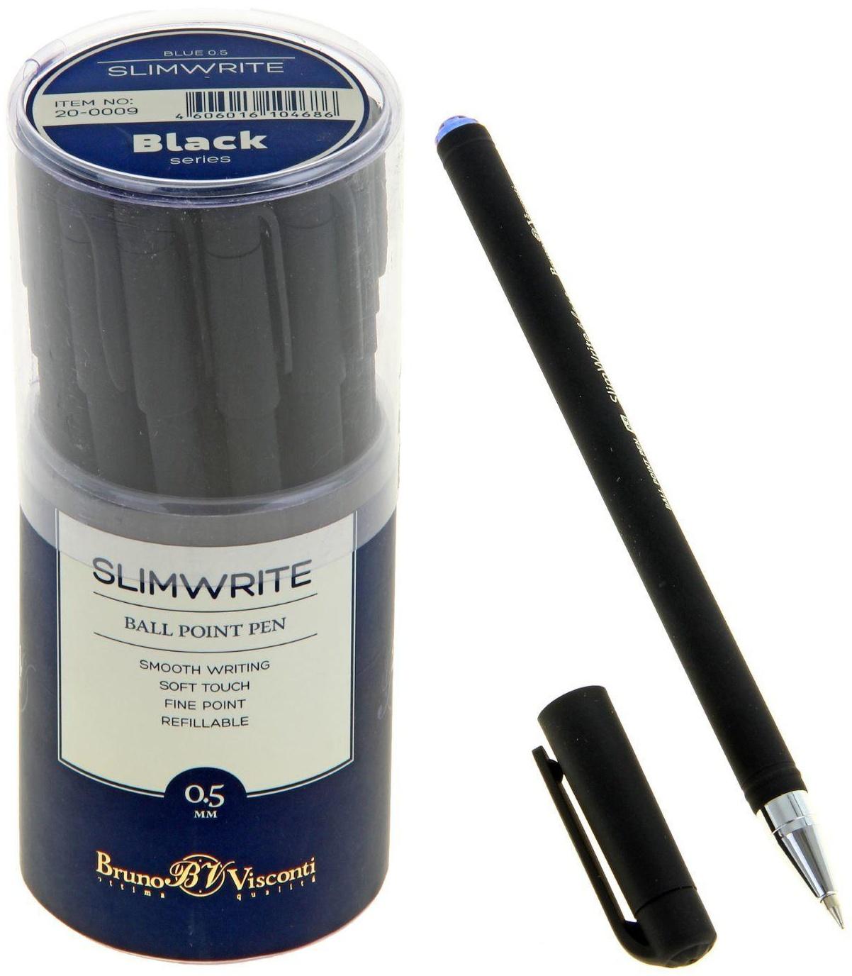 Ручка шариковая SlimWrite. BLACK, стержень синий, узел 0.5 мм