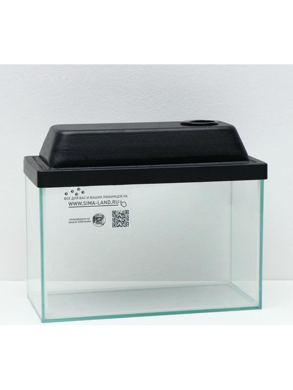 Аквариум прямоугольный с крышкой, 10 литров, 32 x 15 x 21/26 см, чёрный