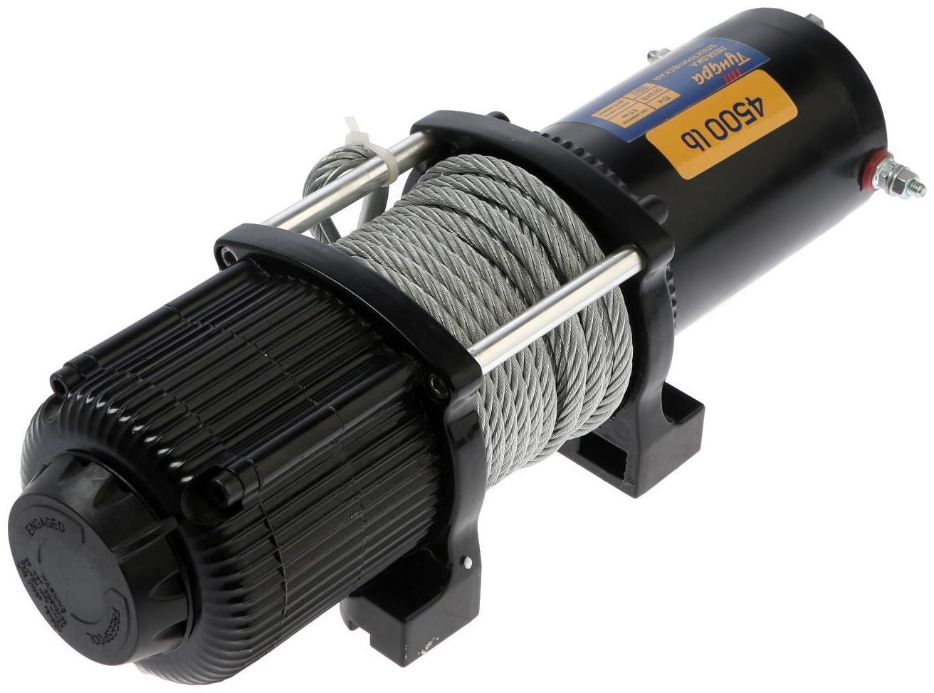 Лебедка электрическая ТУНДРА, 12/24V, 4500 lb (2 т), 2 л.с., до 6 м/мин, 6.5 мм х 10 м