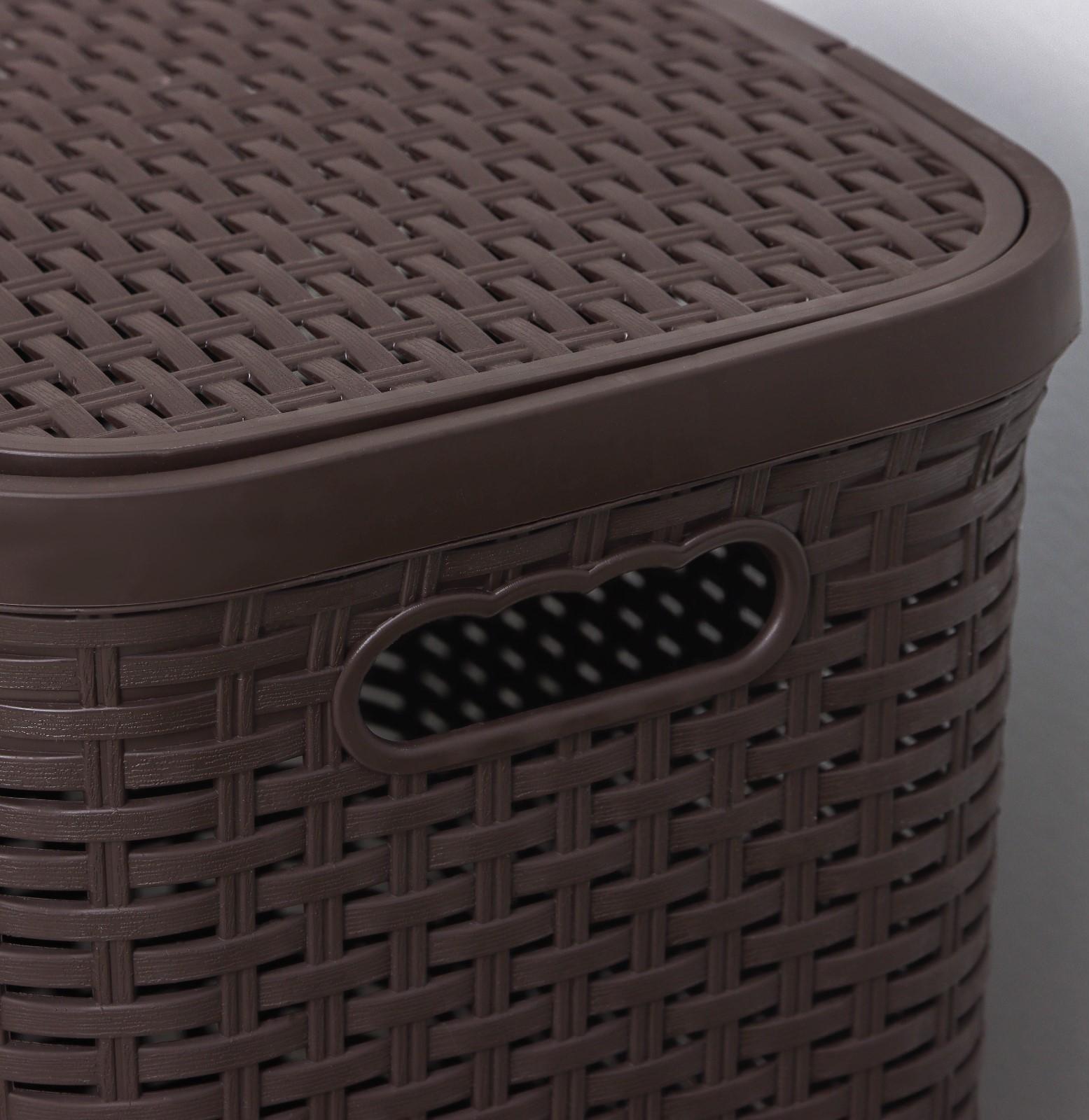 Корзина бельевая с крышкой «Ротанг», 40 л, 37×29×48 см, цвет коричневый