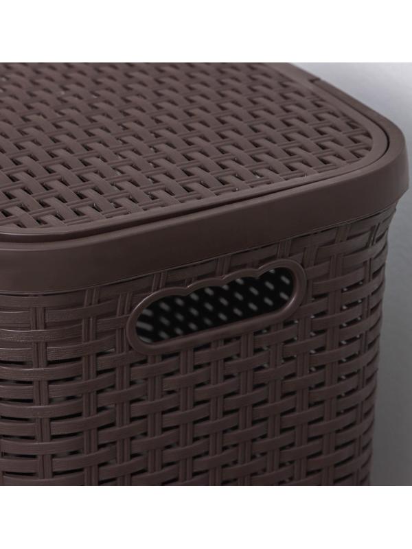 Корзина бельевая с крышкой «Ротанг», 40 л, 37×29×48 см, цвет коричневый
