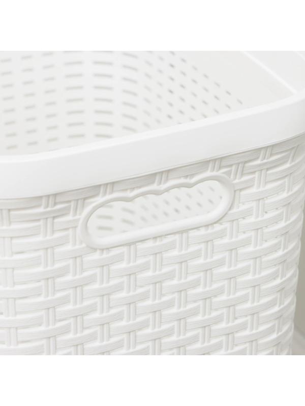 Корзина бельевая с крышкой «Ротанг», 40 л, 37×29×48 см, цвет белый