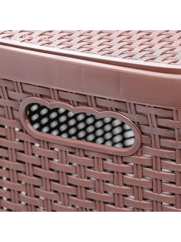 Корзина бельевая с крышкой «Ротанг», 60 л, 34×44×56 см, цвет коричневый