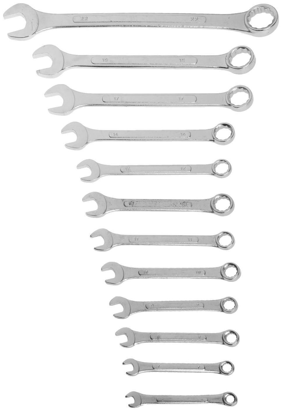 Набор ключей комбинированных усиленных в сумке ТУНДРА, 6 - 22 мм, 12 шт.