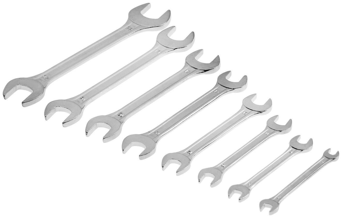 Набор ключей рожковых в холдере ТУНДРА, хромированные, 6 - 22 мм, 8 шт.