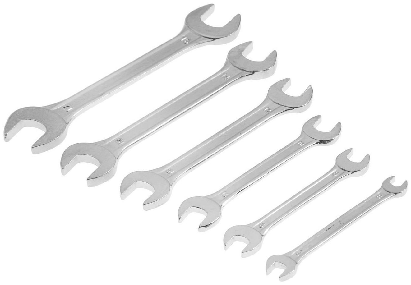 Набор ключей рожковых в холдере ТУНДРА, хромированные, 6 - 17 мм, 6 шт.