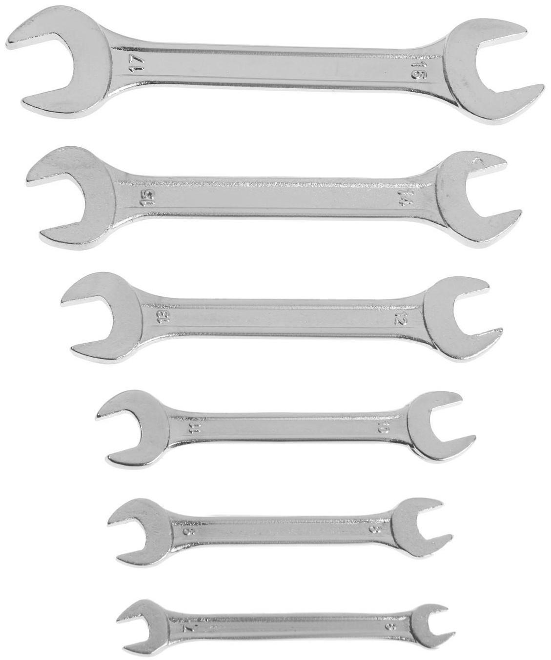 Набор ключей рожковых в холдере ТУНДРА, хромированные, 6 - 17 мм, 6 шт.