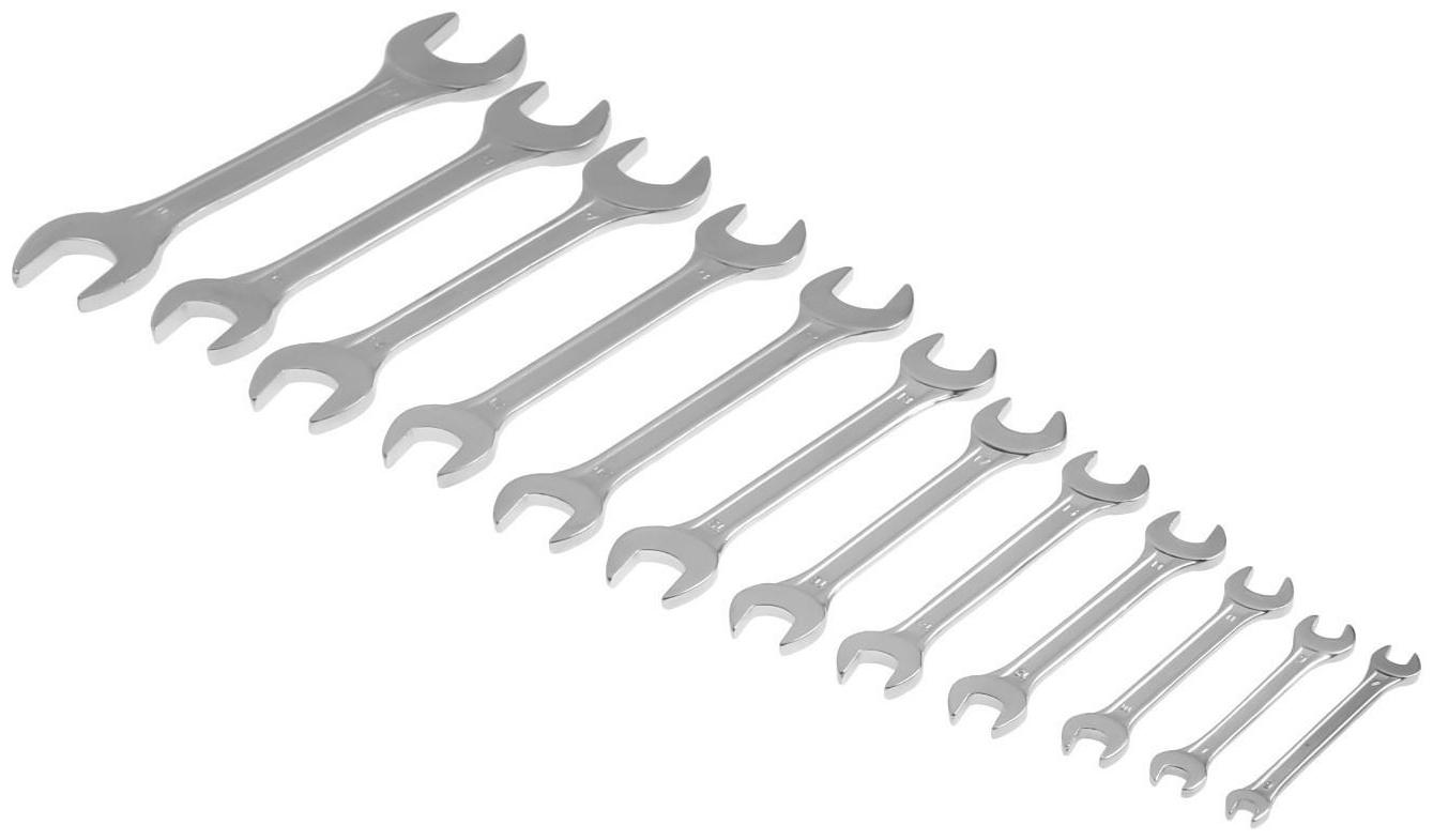 Набор ключей рожковых в холдере ТУНДРА, хромированные, 6 - 32 мм, 12 шт.